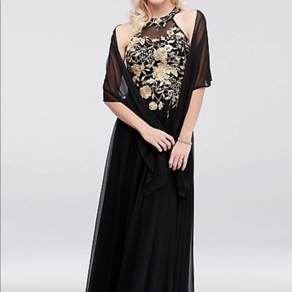 Cachet Black and Gold Formal Dress -Size 10
